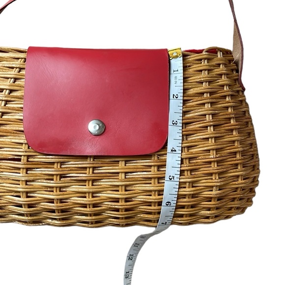 Wicker Shoulder Bag Purse with Red leather strap - Picture 10 of 14